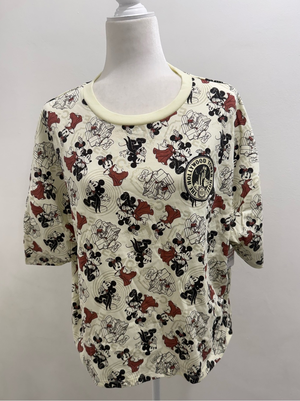 Disney Mickey Minnie Hollywood Tower Hotel Tower Of Terror Crop Top Shirt Size L